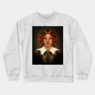 Dark Academia Aesthetic Portrait Manga Girl Victorian Mourning Red Hair and Green Eyes Lowbrow Dark Surrealist Portrait Crewneck Sweatshirt